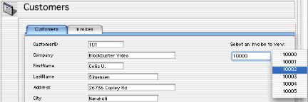 invoices belonging to customer